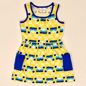 Hanna Andersson So Breezy Sundress Girls 6X-7 120 cm Yellow Blue Tulips Spring